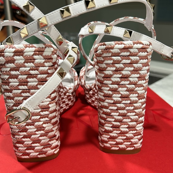 Valentino ROCKSTUD SILK TORCHON WEDGE SANDAL 115MM - Picture 4 of 14